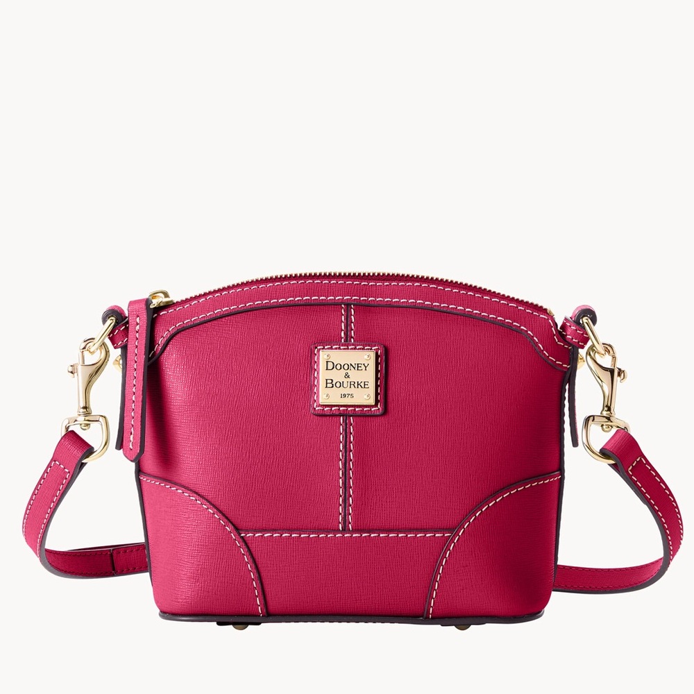 Dooney & Bourke Pebble Grain Mini Domed Crossbody Shoulder Bag (Raspberry)